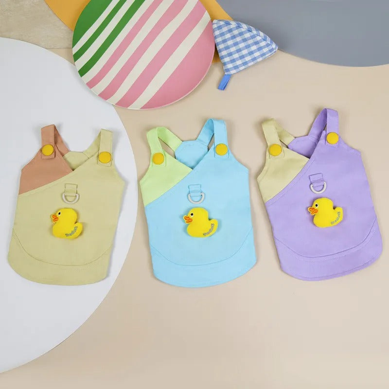 Dog Denim Vest Dress with Duck Decoration for Small Dogs