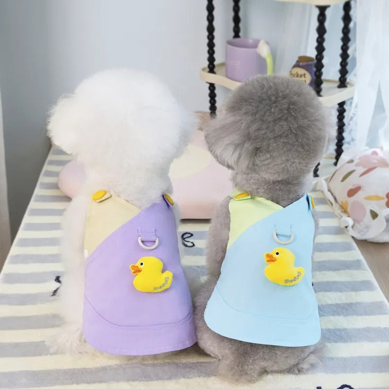 Dog Denim Vest Dress with Duck Decoration for Small Dogs
