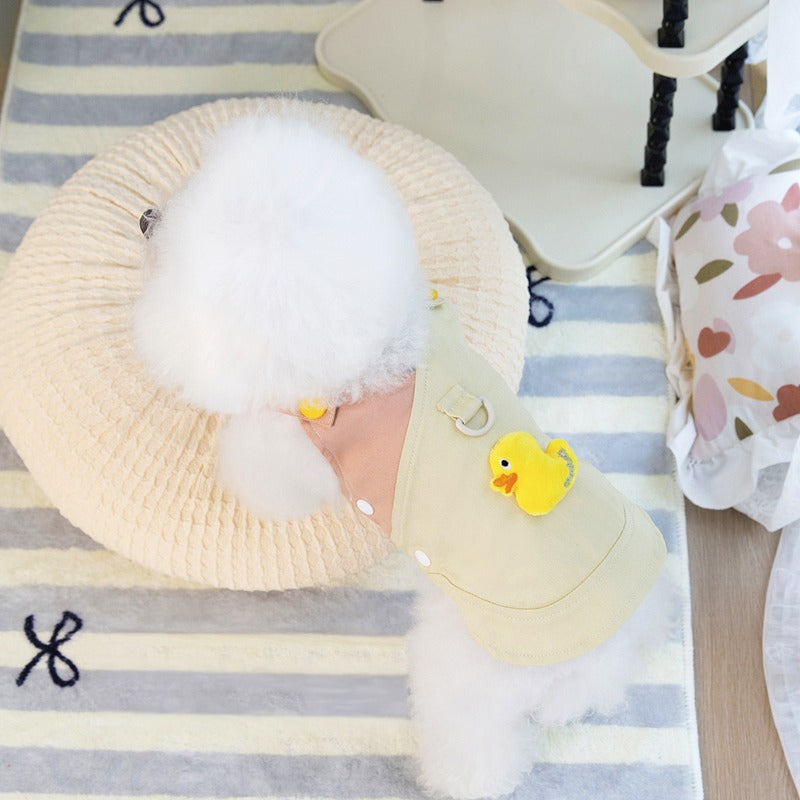 Dog Denim Vest Dress with Duck Decoration for Small Dogs