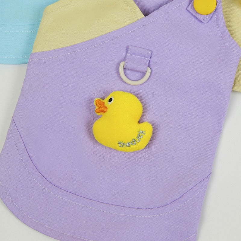 Dog Denim Vest Dress with Duck Decoration for Small Dogs