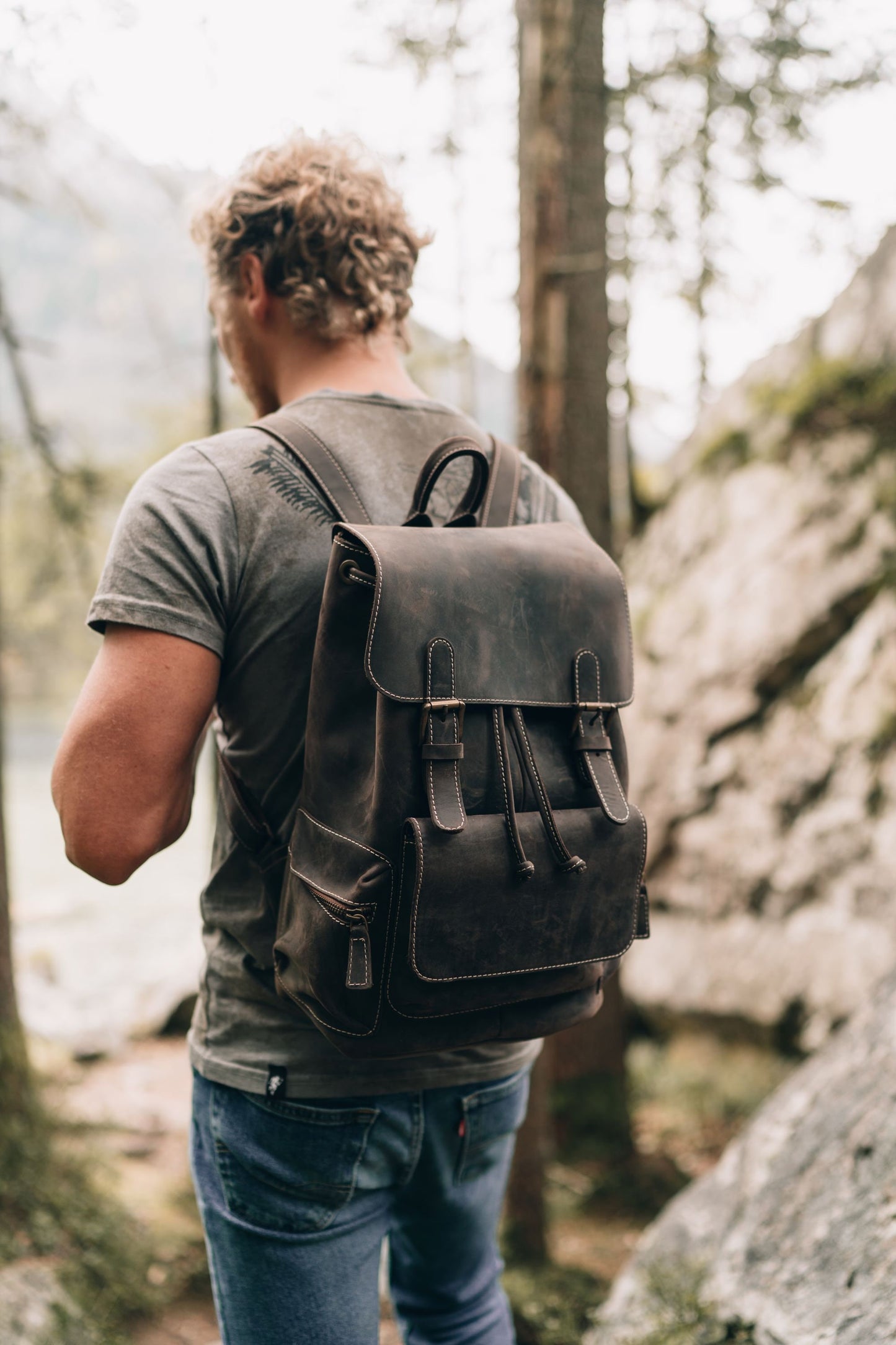 Handcrafted Top Grain Leather Backpack, Weather-Resistant Hiking, Women & Men Purse, Unisex, Vintage Laptop Valley Backpack