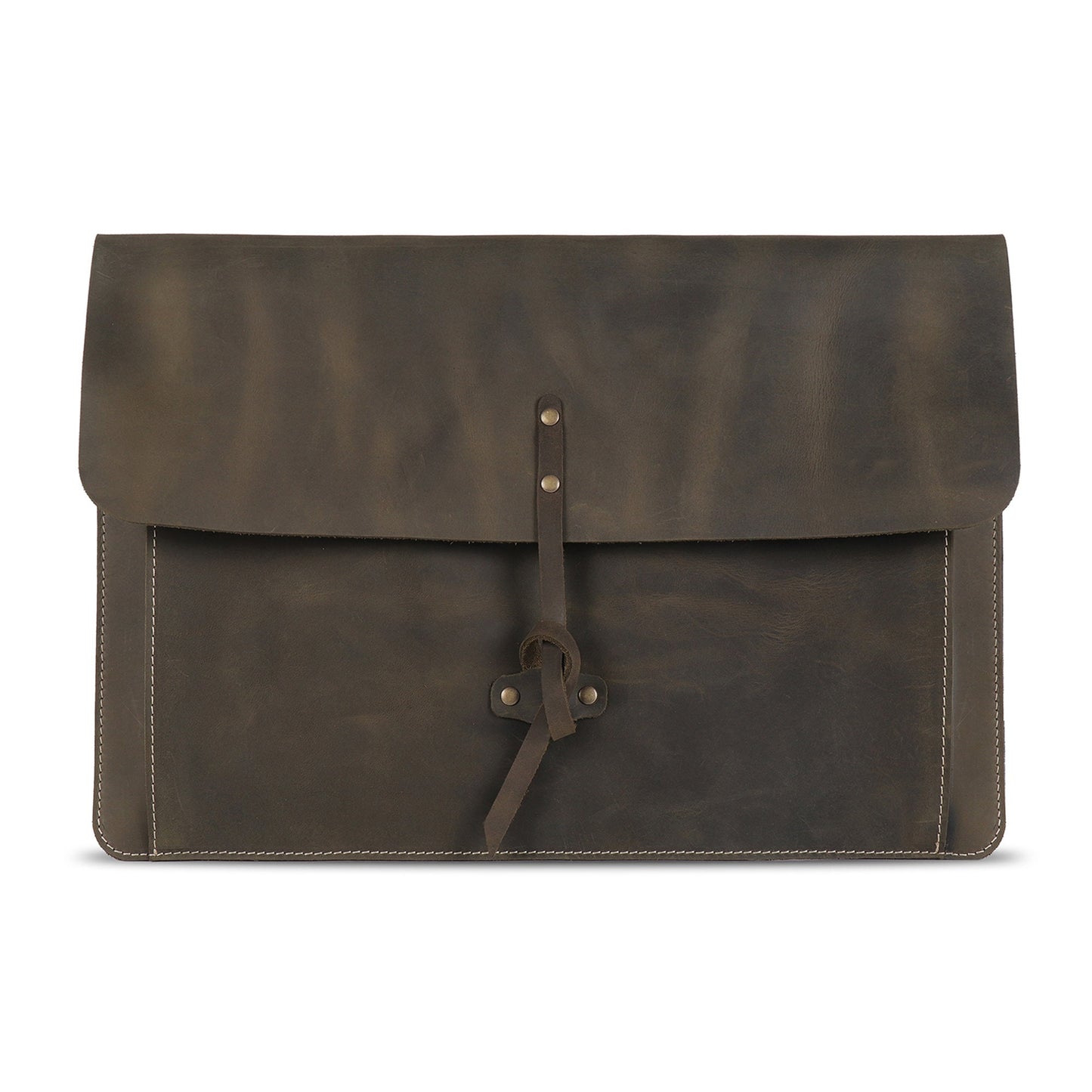 Personalized Top Grain Leather Bag for MacBook Pro and Air 16", 14", 13", 13.3" 15", 12.9 iPad Case & Front Pocket Flap