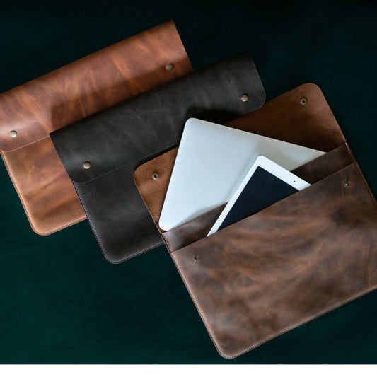 Personalized Leather Sleeve Bag for MacBook Pro and Air - 16'', 14", 13'', 13.3'' & 15'' MacBook Air Case,