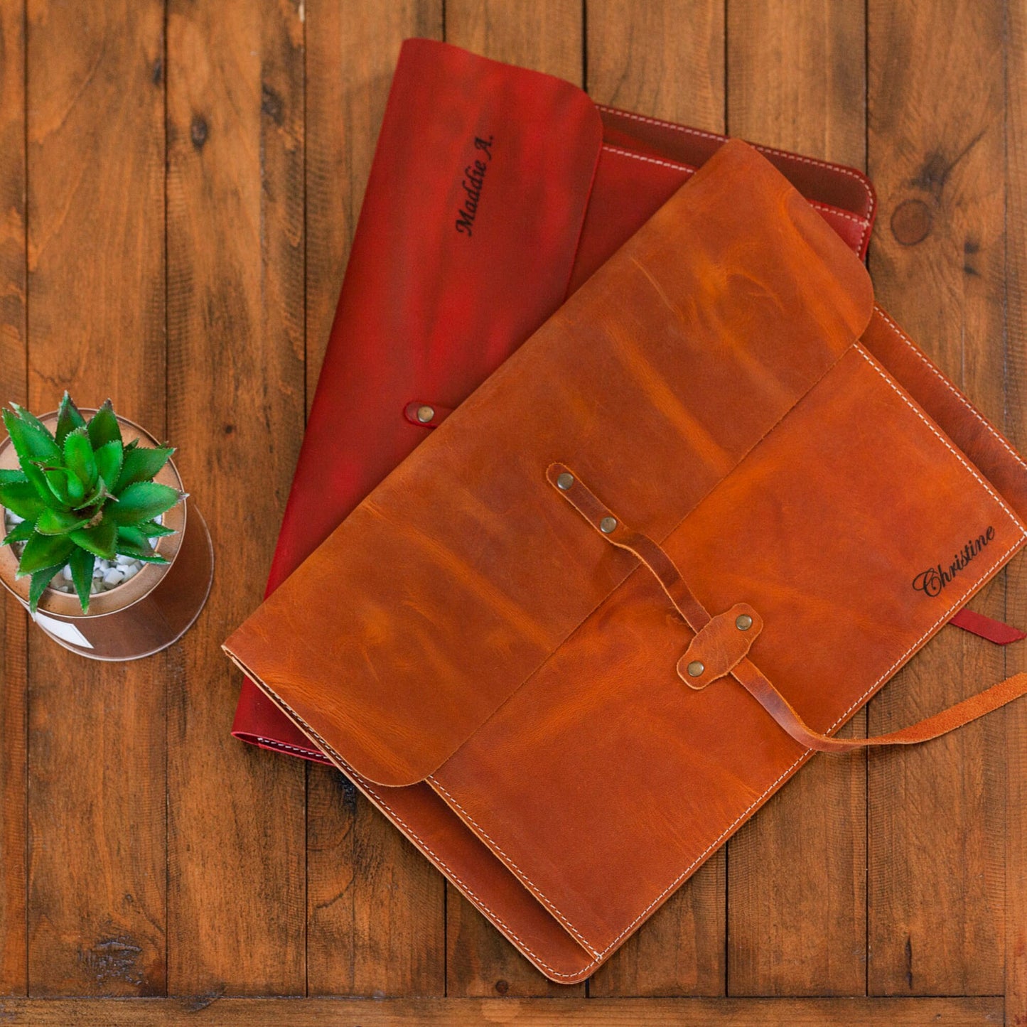 Personalized Top Grain Leather Bag for MacBook Pro and Air 16", 14", 13", 13.3" 15", 12.9 iPad Case & Front Pocket Flap