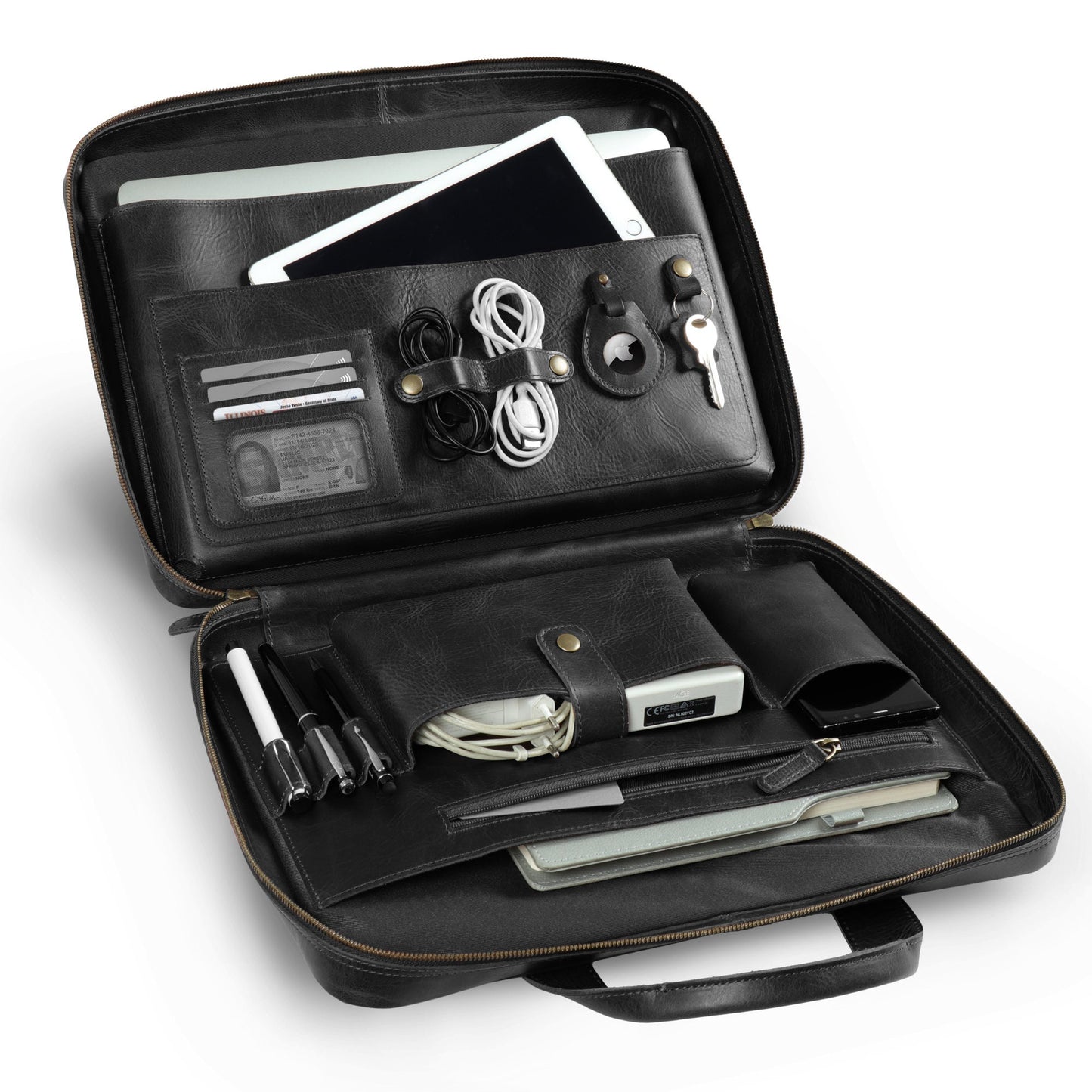 Personalized Top Grain Leather Travel 16” Laptop Bag - Briefcase Satchel Portfolio Notebook Tablet Messenger Bag for Men & Women