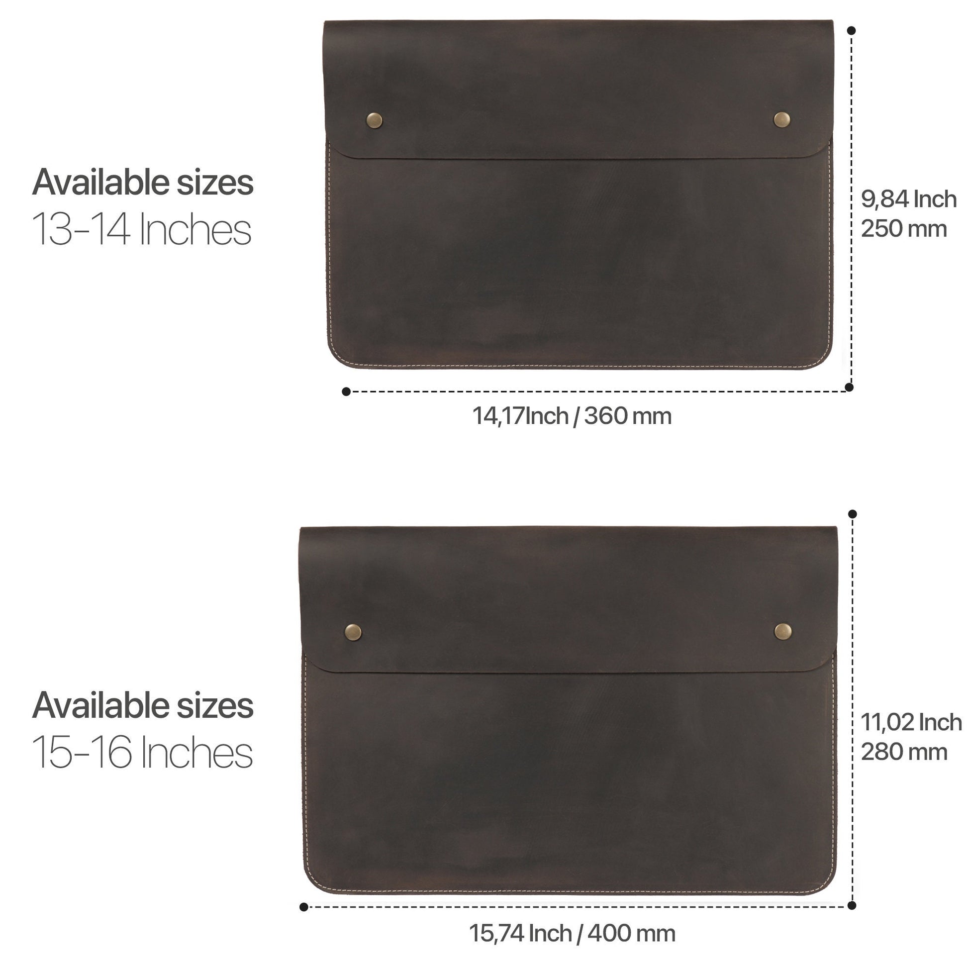Personalized Leather Sleeve Bag for MacBook Pro and Air - 16'', 14", 13'', 13.3'' & 15'' MacBook Air Case,