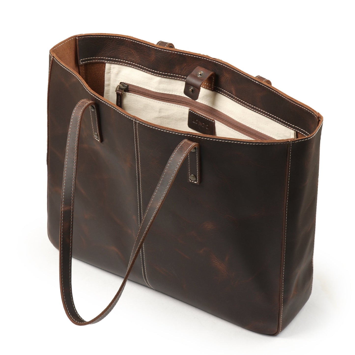 Carmel Leather Tote Bag, Durable Women Tote for Toiletries or Electronic Devices, Handcrafted High Quality Shoulder Laptop Tote