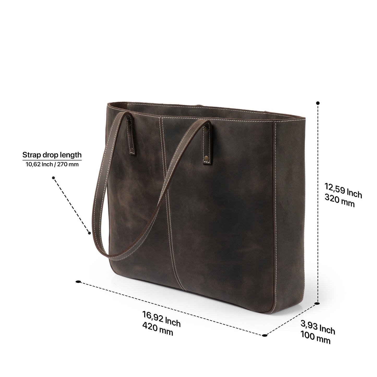 Carmel Leather Tote Bag, Durable Women Tote for Toiletries or Electronic Devices, Handcrafted High Quality Shoulder Laptop Tote