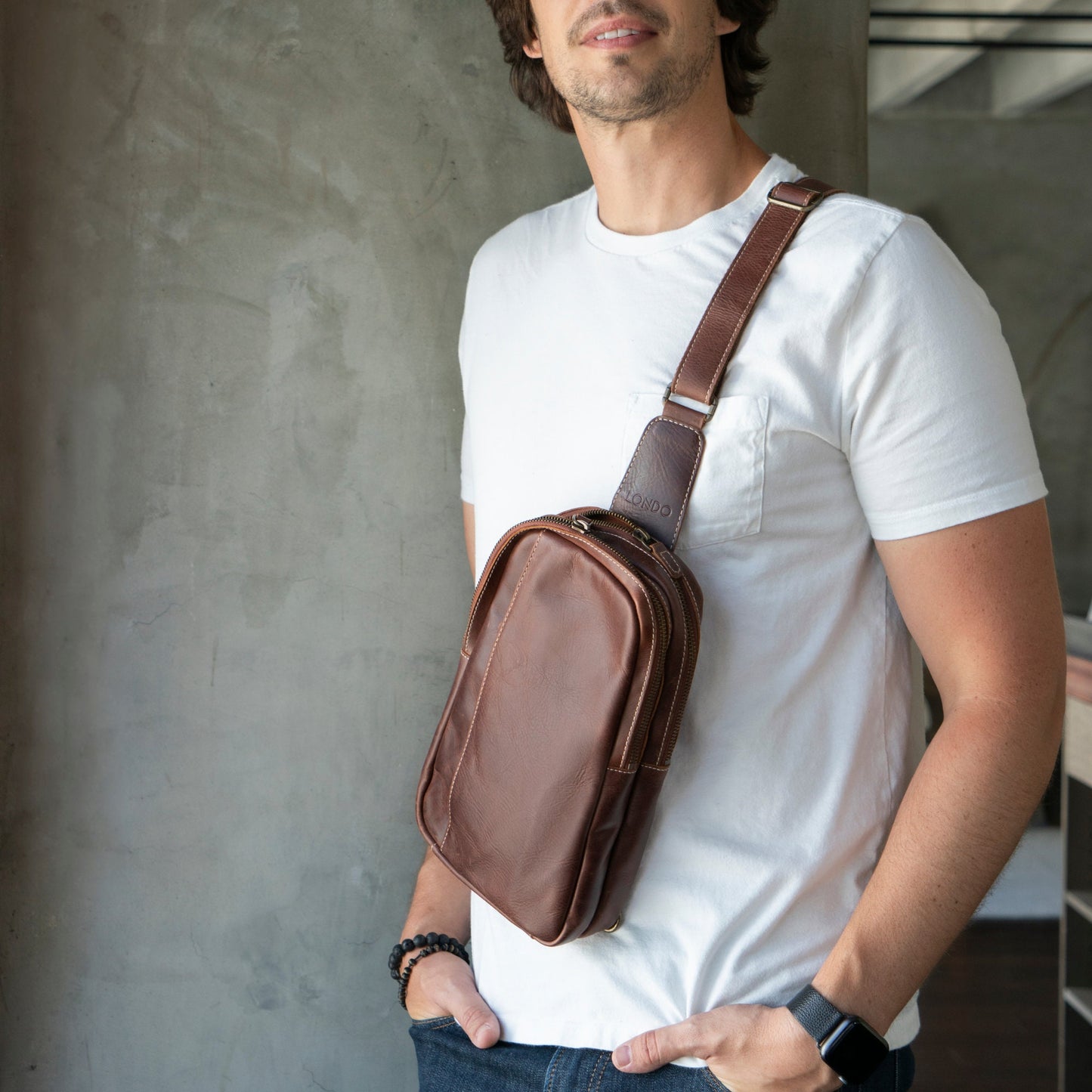 Personalized Top Grain Leather Crossbody Bag with Adjustable Shoulder Strap, Leather Sling Bag, Unisex, Leather Utility Bag