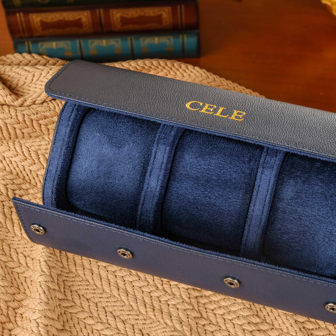 Personalized Leather Watch Box, Vegan Leather Watch Box, Watch Roll for 3 Watches, Wedding groomsmen gifts, Travel Watch Box, Gifts for him