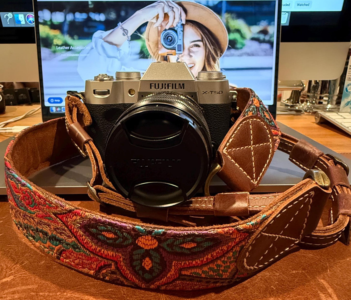 Leather Camera Strap Gift Custom Strap for Photographers DSLR Camera Holder - Unique Colorful Designs - Gift for him Gift for Her