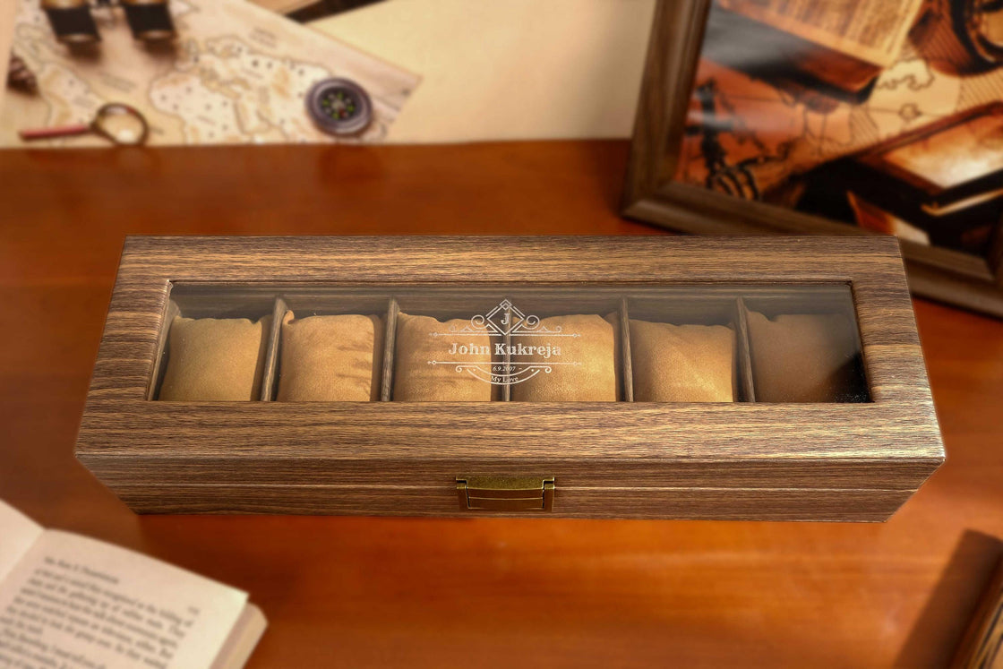 Personalized PU Leather Watch Box for 6 slot, Watch box for men, Watch organizer men, Watch Storage Case, Father's days gift, Wedding Gift