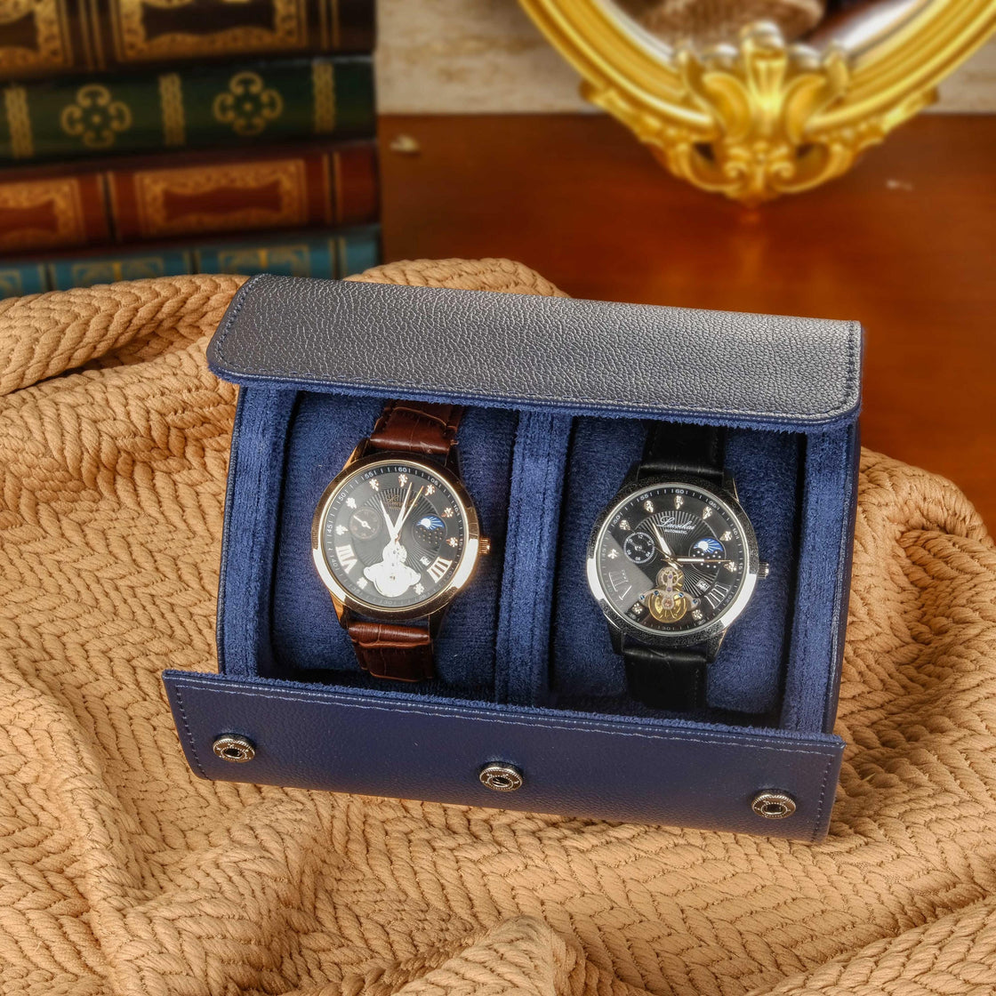 Personalized Leather Watch Box, Vegan Leather Watch Box, Watch Roll for 3 Watches, Wedding groomsmen gifts, Travel Watch Box, Gifts for him