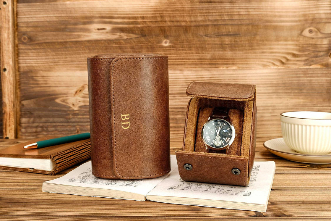 Personalized Leather Watch Box, Watch Roll for 3 Watches, Watch travel case, Wedding groomsmen gifts, Christmas gifts for him, Thanksgiving