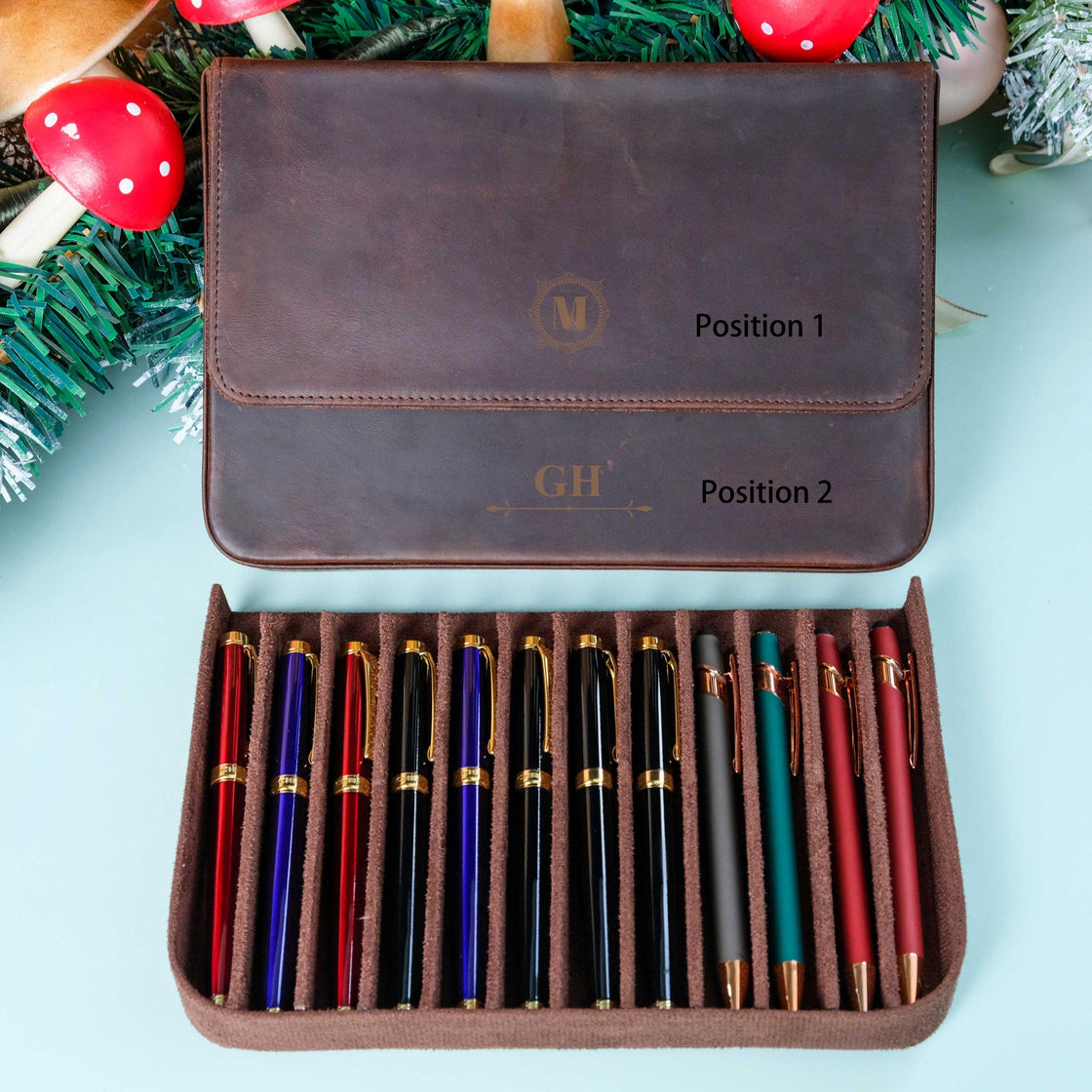 Personalization Crazy Horse Leather Pen Case, Fountain pen case, Pen Organizer Storage Holder, Office gifts, Travel Pen Case, Birthday gifts