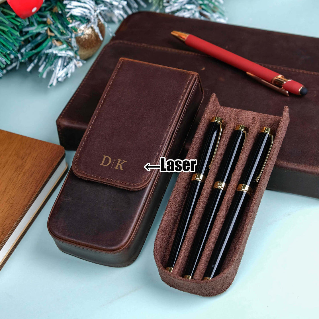 Personalization Crazy Horse Leather Pen Case, Fountain pen case, Pen Organizer Storage Holder, Office gifts, Travel Pen Case, Birthday gifts