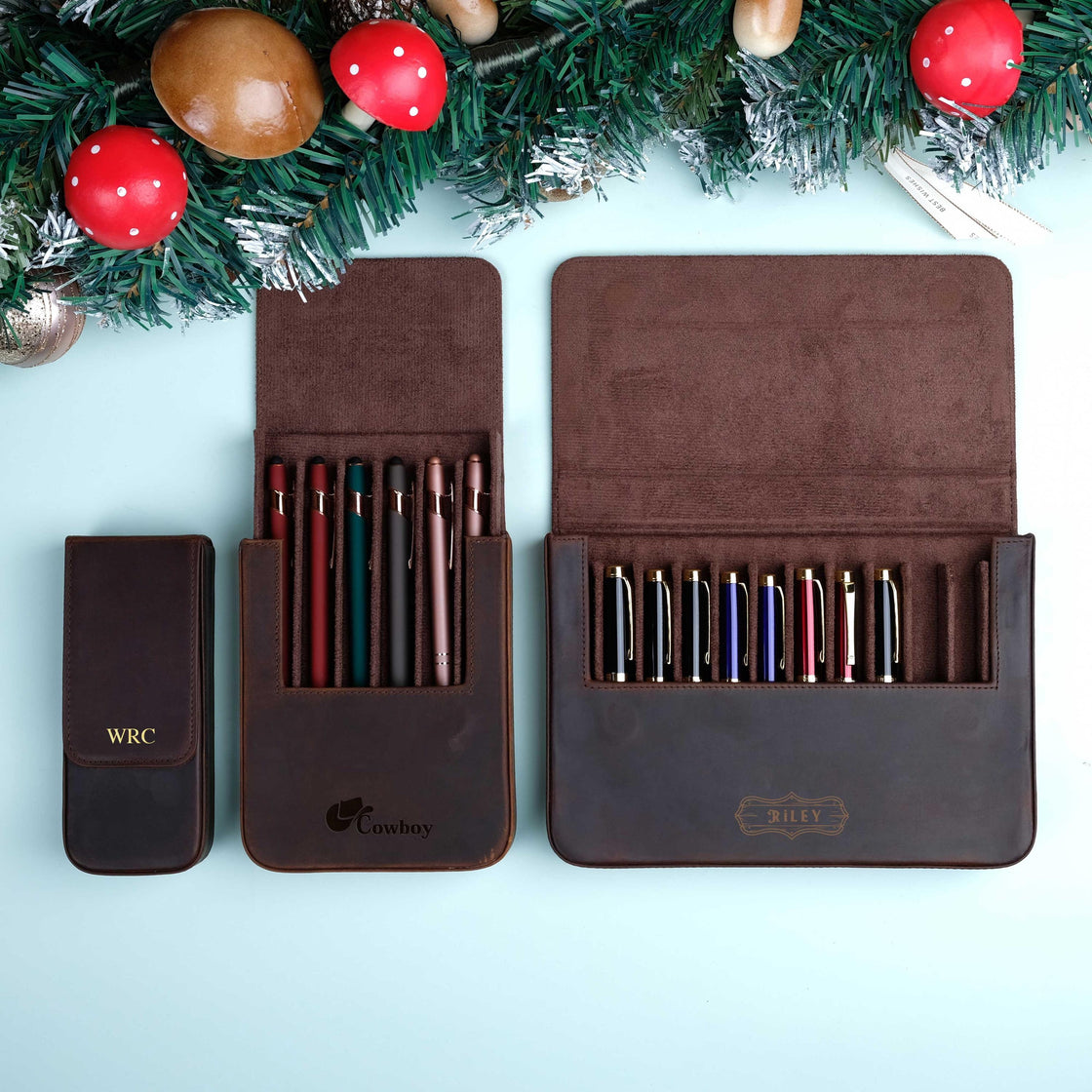 Personalization Crazy Horse Leather Pen Case, Fountain pen case, Pen Organizer Storage Holder, Office gifts, Travel Pen Case, Birthday gifts