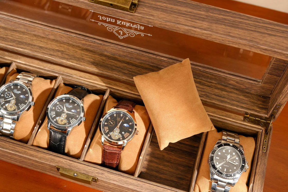 Personalized PU Leather Watch Box for 6 slot, Watch box for men, Watch organizer men, Watch Storage Case, Father's days gift, Wedding Gift