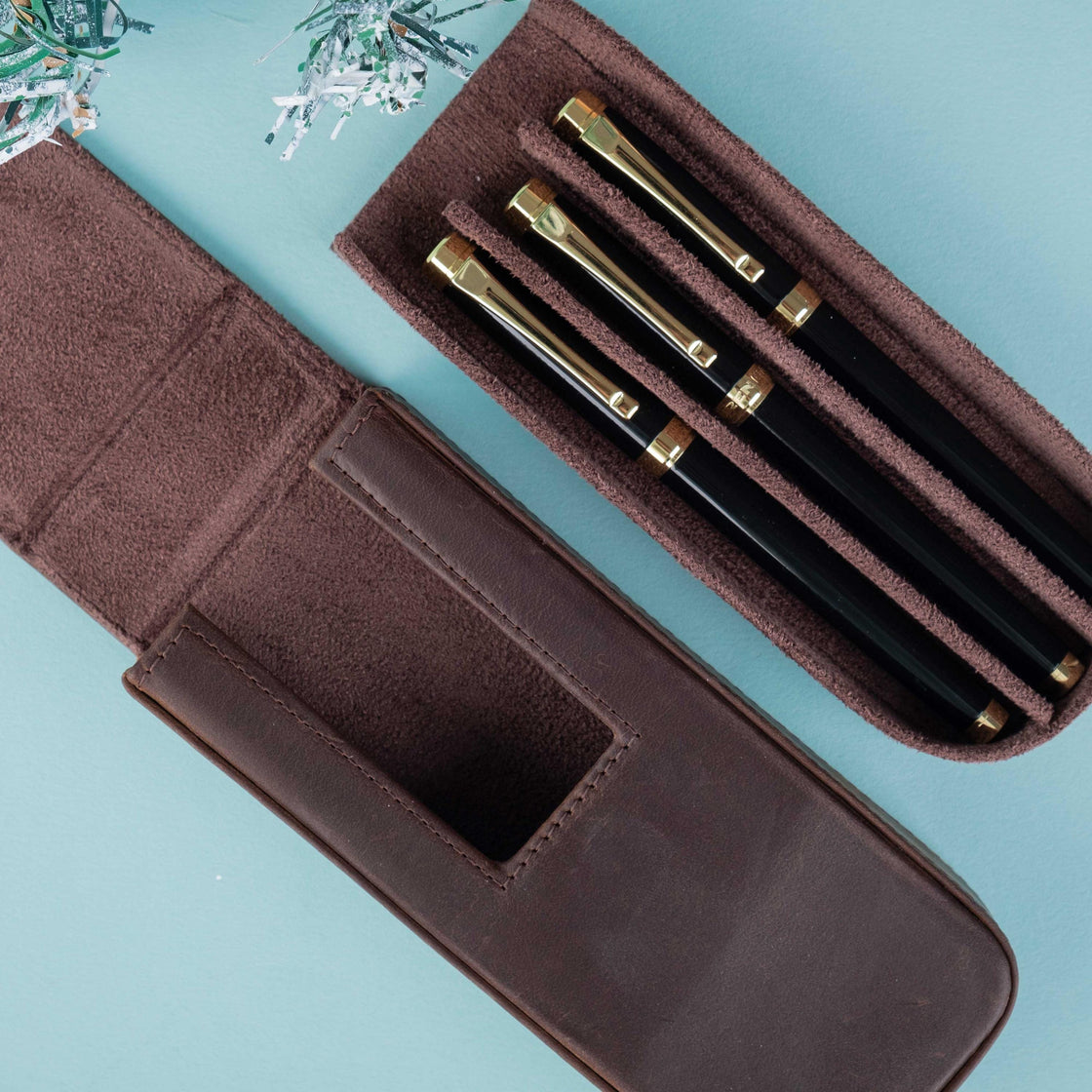Customized Crazy Horse Leather Pen Case, Fountain Pen case, Personalization Leather Pen Case, Leather Pen Holder, Travel Pen Case, Gifts
