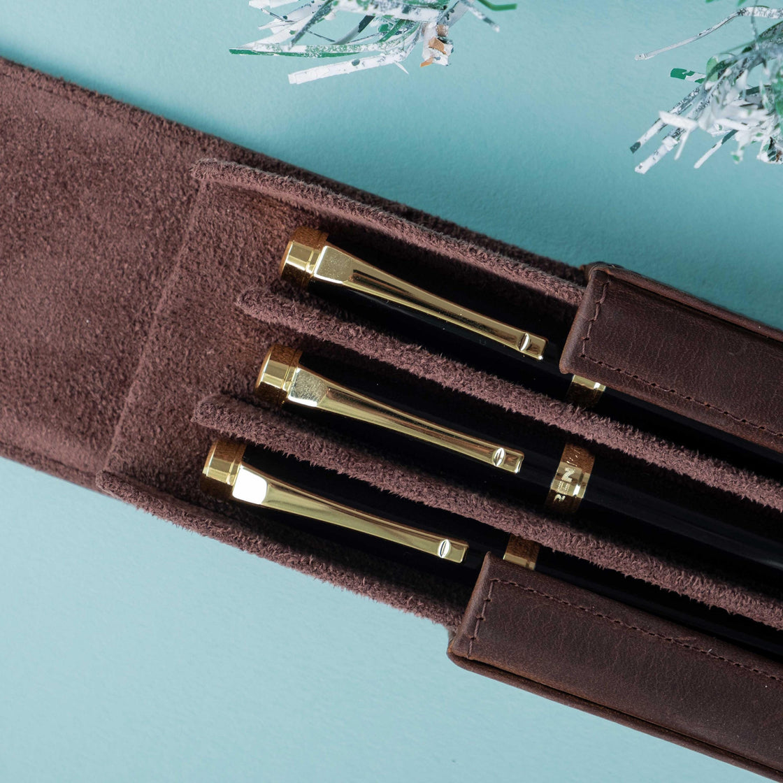Customized Crazy Horse Leather Pen Case, Fountain Pen case, Personalization Leather Pen Case, Leather Pen Holder, Travel Pen Case, Gifts