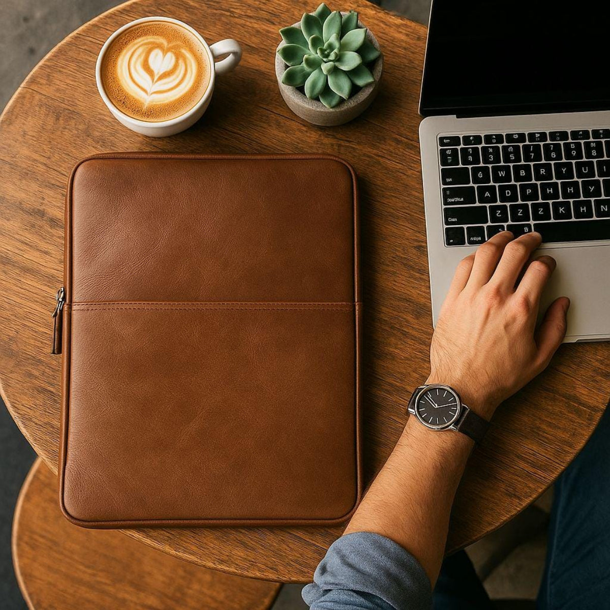 Personalized Top Grain Leather Sleeve Bag for MacBook Pro and Air - 16'', 14'', 13'', 13.3'' & 15'', Leather
