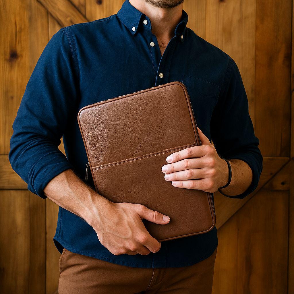 Personalized Top Grain Leather Sleeve Bag for MacBook Pro and Air - 16'', 14'', 13'', 13.3'' & 15'', Leather