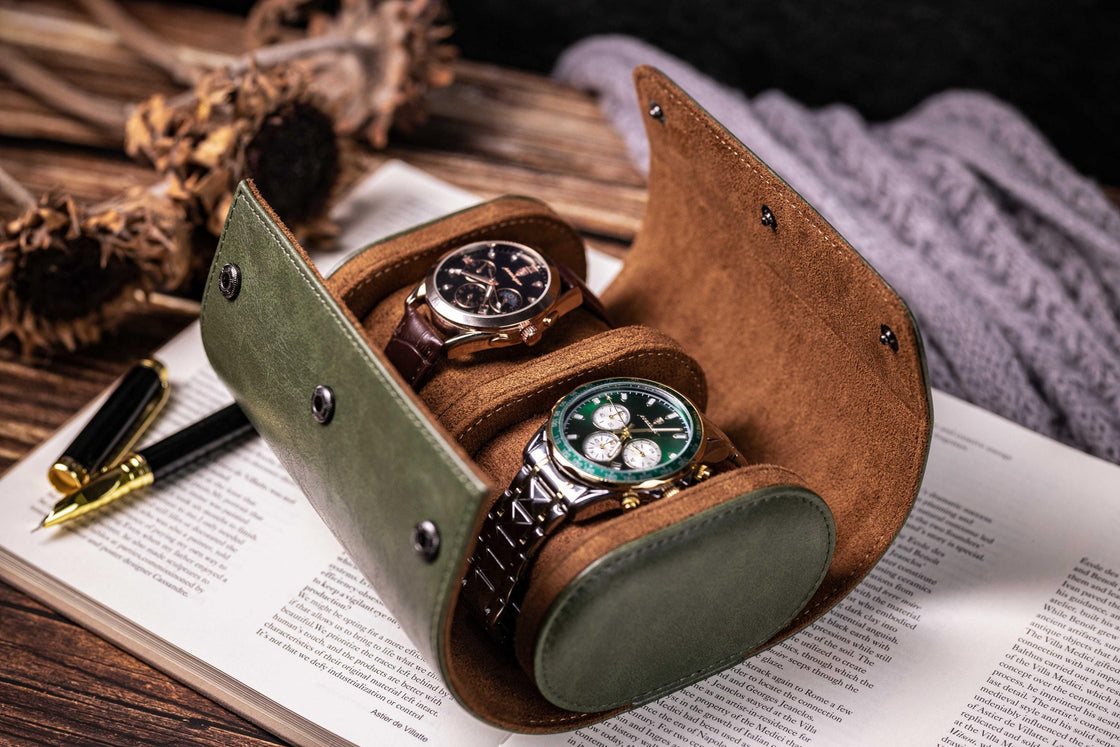 Personalized Leather Watch Box, Wedding groomsmen gift, Wedding Match Favors, Travel gift, Vegan Leather Watch Case,Watch Roll for 3 Watches