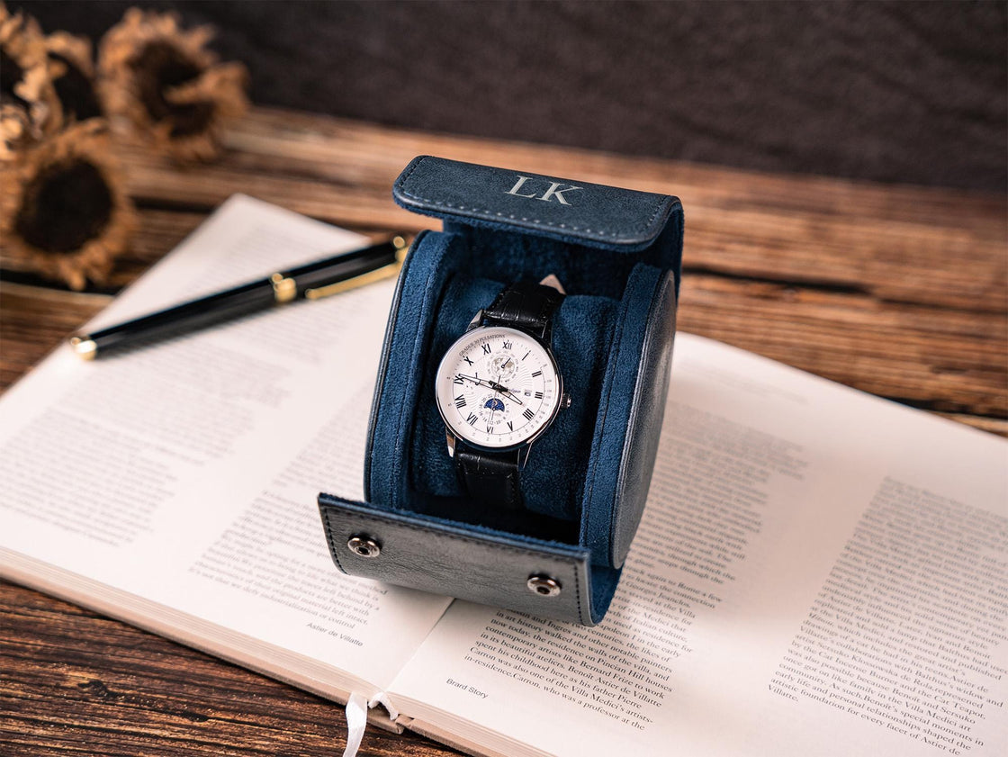 Personalized Leather Watch Box, Vegan Leather Watch Case, Watch Roll for 3 Watches, Wedding groomsmen gifts, Watch travel case, Thanksgiving